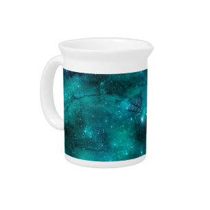 Teal Galaxy Series Design 8 Beverage Pitcher