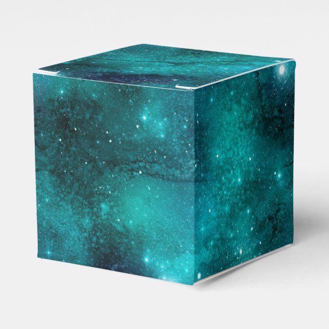Teal Galaxy Series Design 8  Favor Boxes (Front Side)