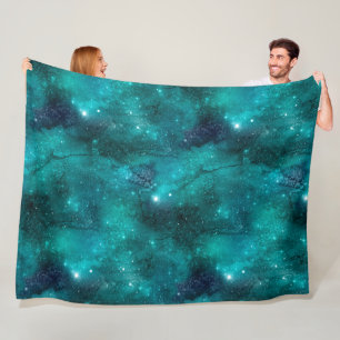 Teal Galaxy Series Design 8 Fleece Blanket