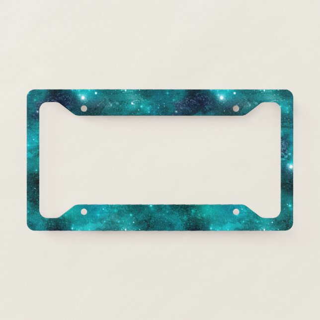 Teal Galaxy Series Design 8  License Plate Frame (Front)
