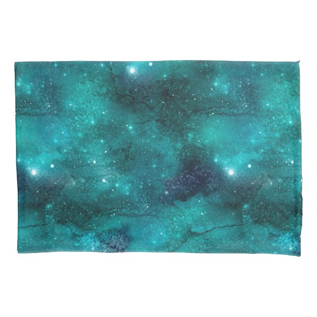 Teal Galaxy Series Design 8 Pillow Case (Front-Left)