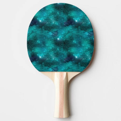 Teal Galaxy Series Design 8 Ping Pong Paddle