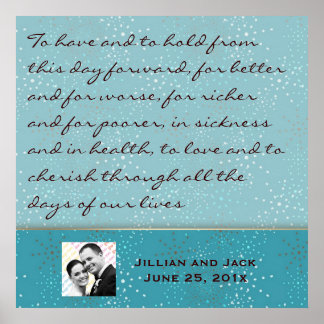 Teal Galaxy WEDDING Vows Display Poster