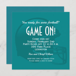 Teal Game Day Football Helmet Invitation
