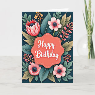 Teal Garden Birthday Card