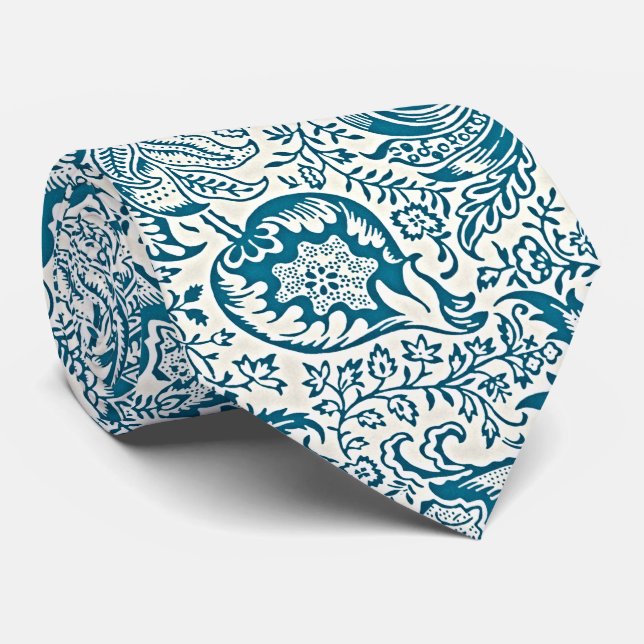 Teal Garden Neck Tie (Rolled)