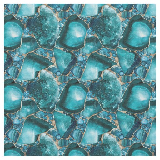 Teal Gemstones  Fabric