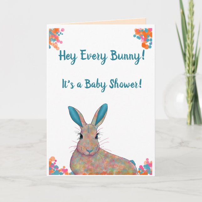  Teal Gender Neutral Bunny Baby Shower Invitation (Front)