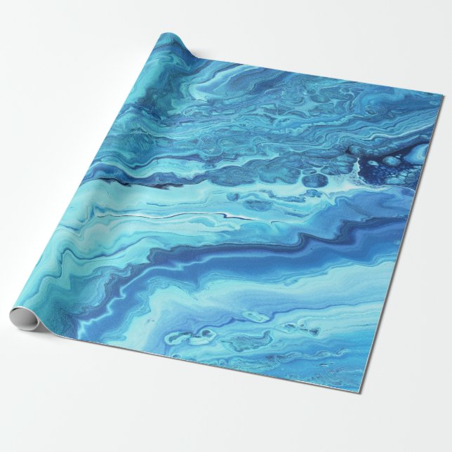Teal Geode Wrapping Paper (Unrolled)