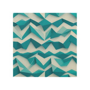 Teal Geometric Chevron 3D Pattern Wood Wall Art
