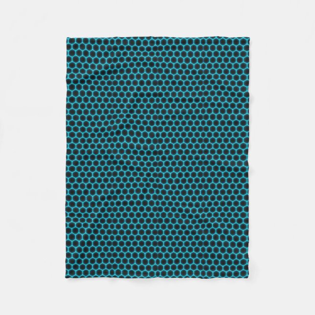 Teal Geometric Honeycomb Pattern Fleece Blanket (Front)