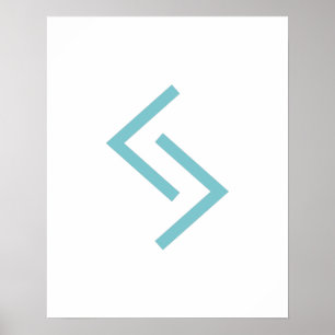 Teal Geometric Jera (Year) Viking Rune Poster