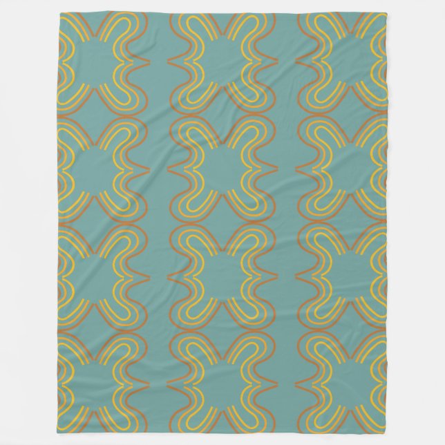 Teal geometric line pattern fleece blanket (Front)