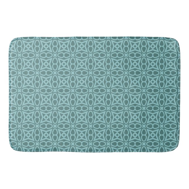 Teal Geometric Pattern Bath Mat (Front)