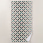 Teal Geometric Pattern Beach Towel