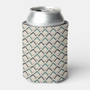 Teal Geometric Pattern Can Cooler