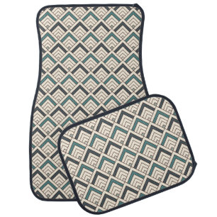 Teal Geometric Pattern Car Floor Mat