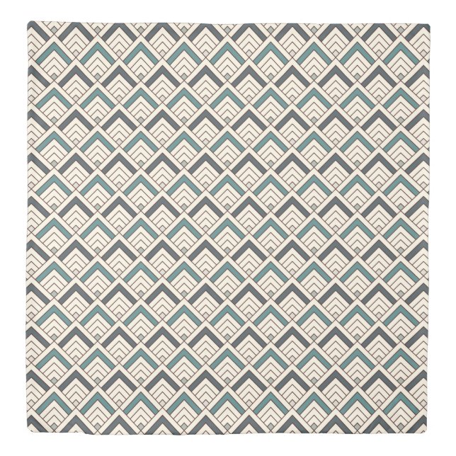 Teal Geometric Pattern Duvet Cover (Front)