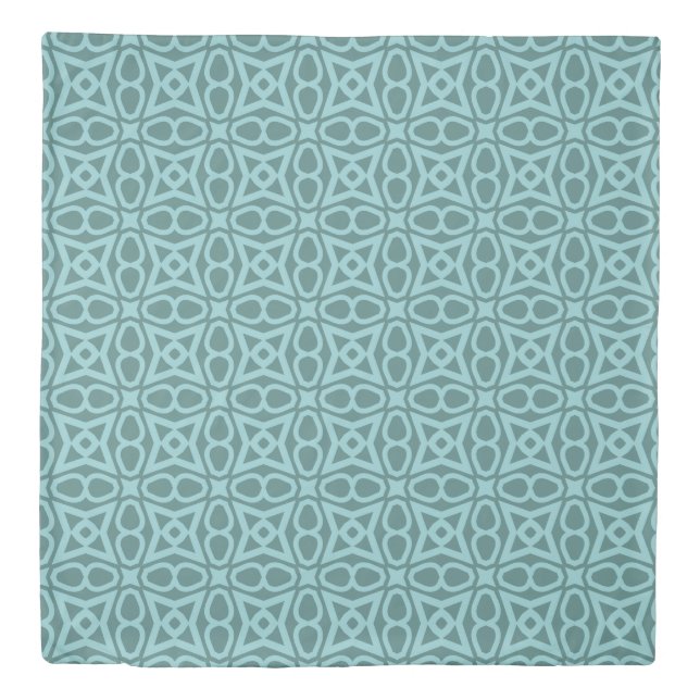 Teal Geometric Pattern Duvet Cover (Front)
