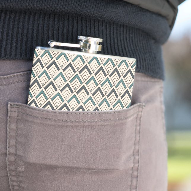 Teal Geometric Pattern Flask (In Situ)