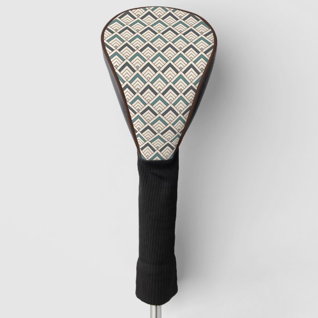 Teal Geometric Pattern Golf Head Cover (Front)