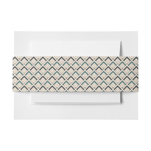 Teal Geometric Pattern Invitation Belly Band (Front Example)
