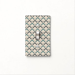 Teal Geometric Pattern Light Switch Cover