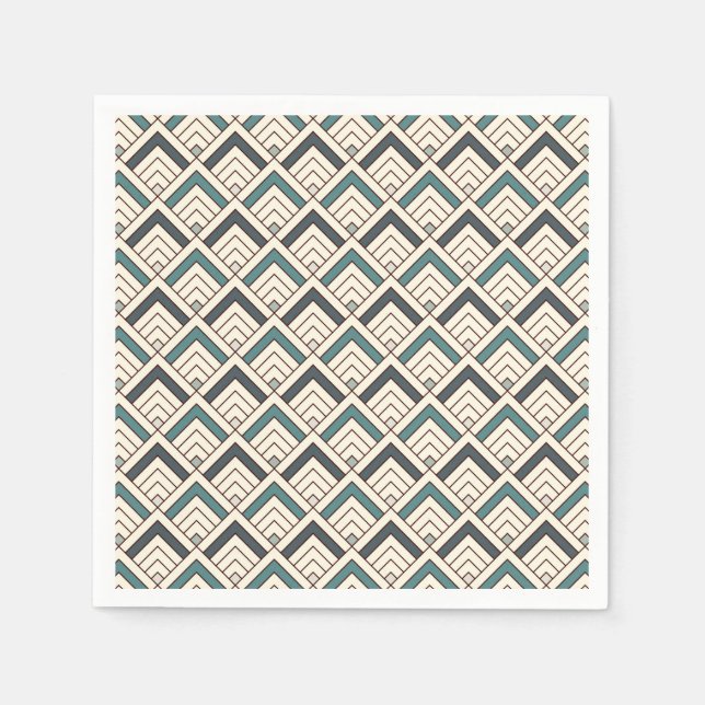 Teal Geometric Pattern Napkins (Front)