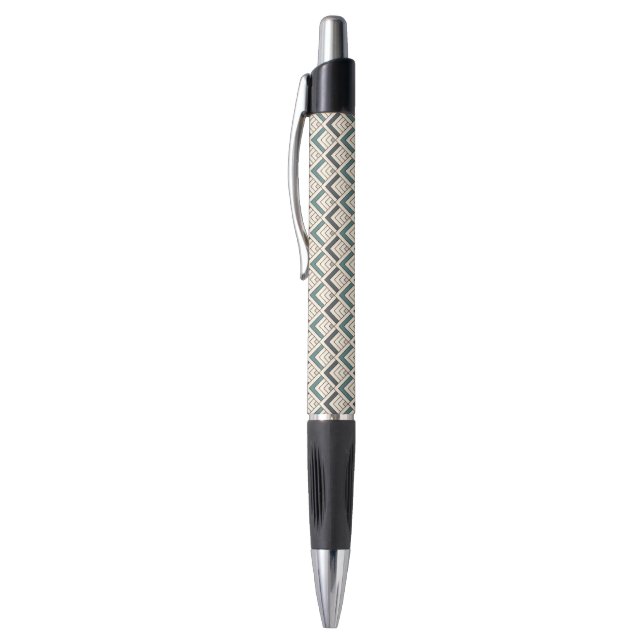 Teal Geometric Pattern Pen (Top (Vertical))