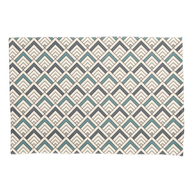 Teal Geometric Pattern Pillow Case (Front-Left)