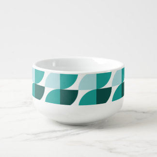 Teal geometric pattern Soup Mug