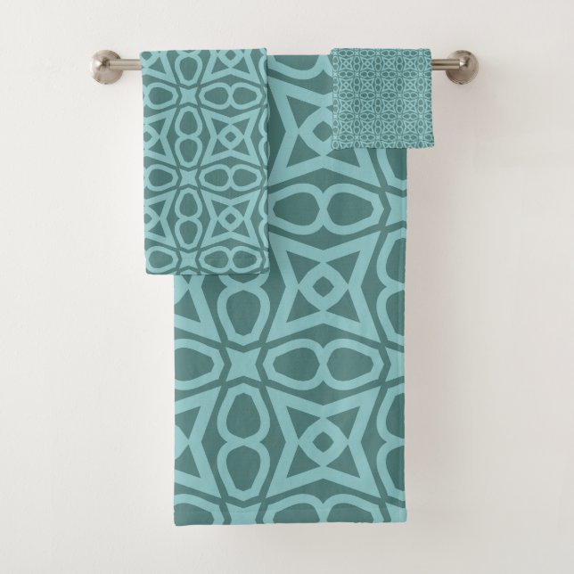 Teal Geometric Pattern Towel (Insitu)