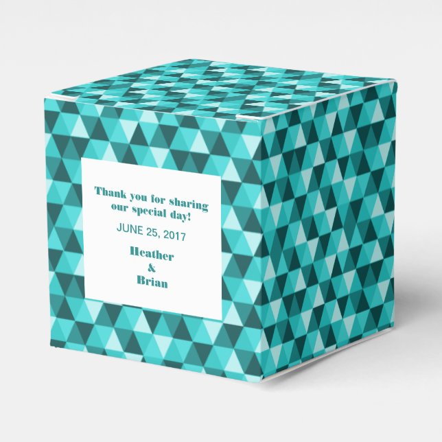 Teal Geometric Triangles Favor Box (Front Side)