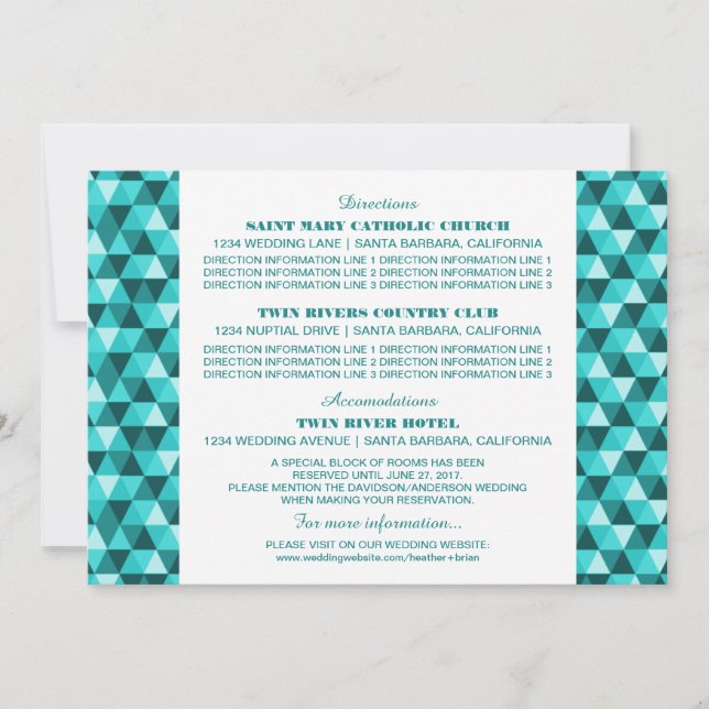 Teal Geometric Triangles Information Card (Front)