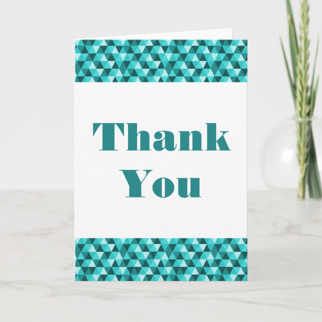 Teal Geometric Triangles Thank You Card (Front)