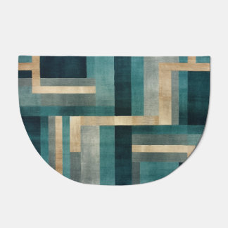 Teal Geometry Modern Abstract Kitchen/Indoor Doormat