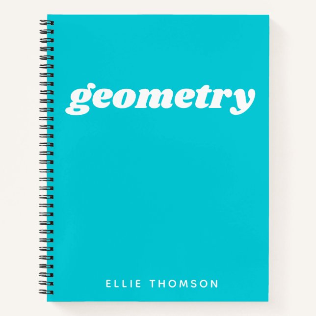 Teal Geometry Personalized Math Graph Paper Notebook (Front)