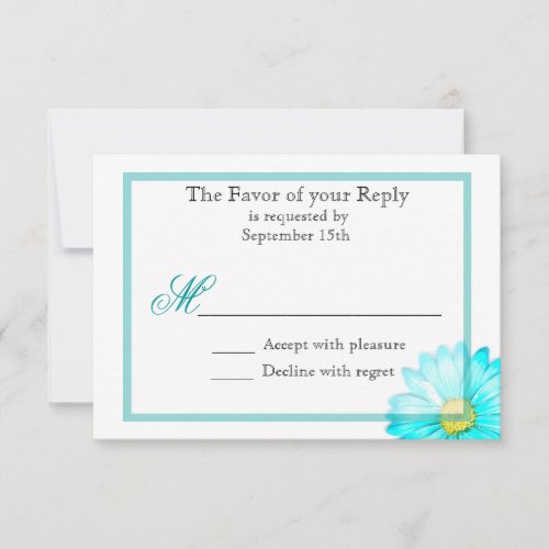 Teal Gerber Daisy Simple Wedding Invitation