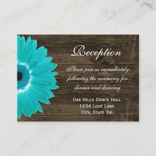 Teal Gerber Daisy Wedding Reception Direction Card Business Card