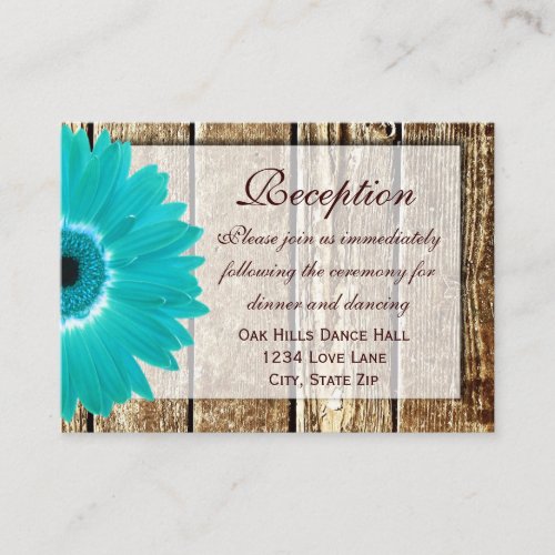 Teal Gerber Daisy Wedding Reception Direction Card Business Cards