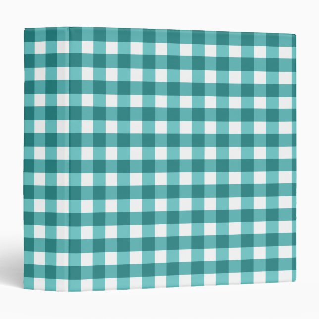 Teal gingham 3 ring binder (Front/Spine)