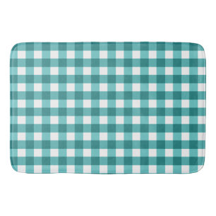 Teal gingham bath mat