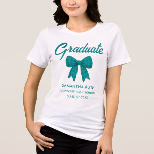 Teal Gingham Bow Graduation Tri-Blend Shirt