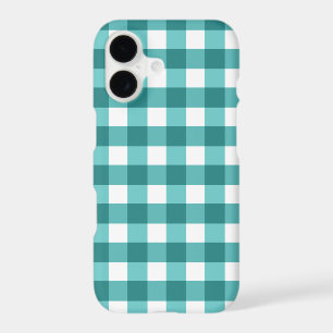 Teal gingham iPhone 17 case