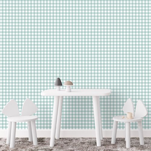 Teal gingham check cute simple farmhouse plaid wallpaper 