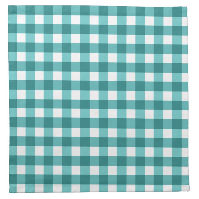 Teal gingham cloth napkin (Front)
