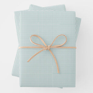 Teal gingham cute simple classic checks wrapping paper sheets