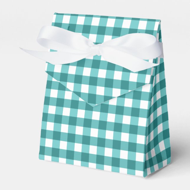 Teal gingham favor boxes (Front Side)