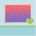 Teal Gingham Green Heart Photosculpture Template<br><div class="desc">Teal Gingham Green Heart Photosculpture Template</div>