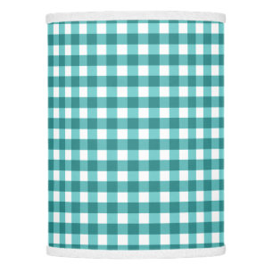 Teal gingham lamp shade